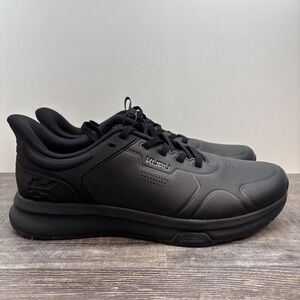 Kuru Shift Men's 12 Sneaker Shoe Jet‎ Black Leather Anti-Slip Walking Work